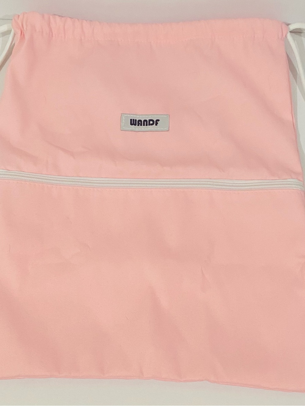 WANDF Pink Drawstring Backpack with Front Zip Pocket